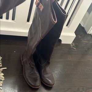 Frye Brown Leather Riding Boot with Branded Sole